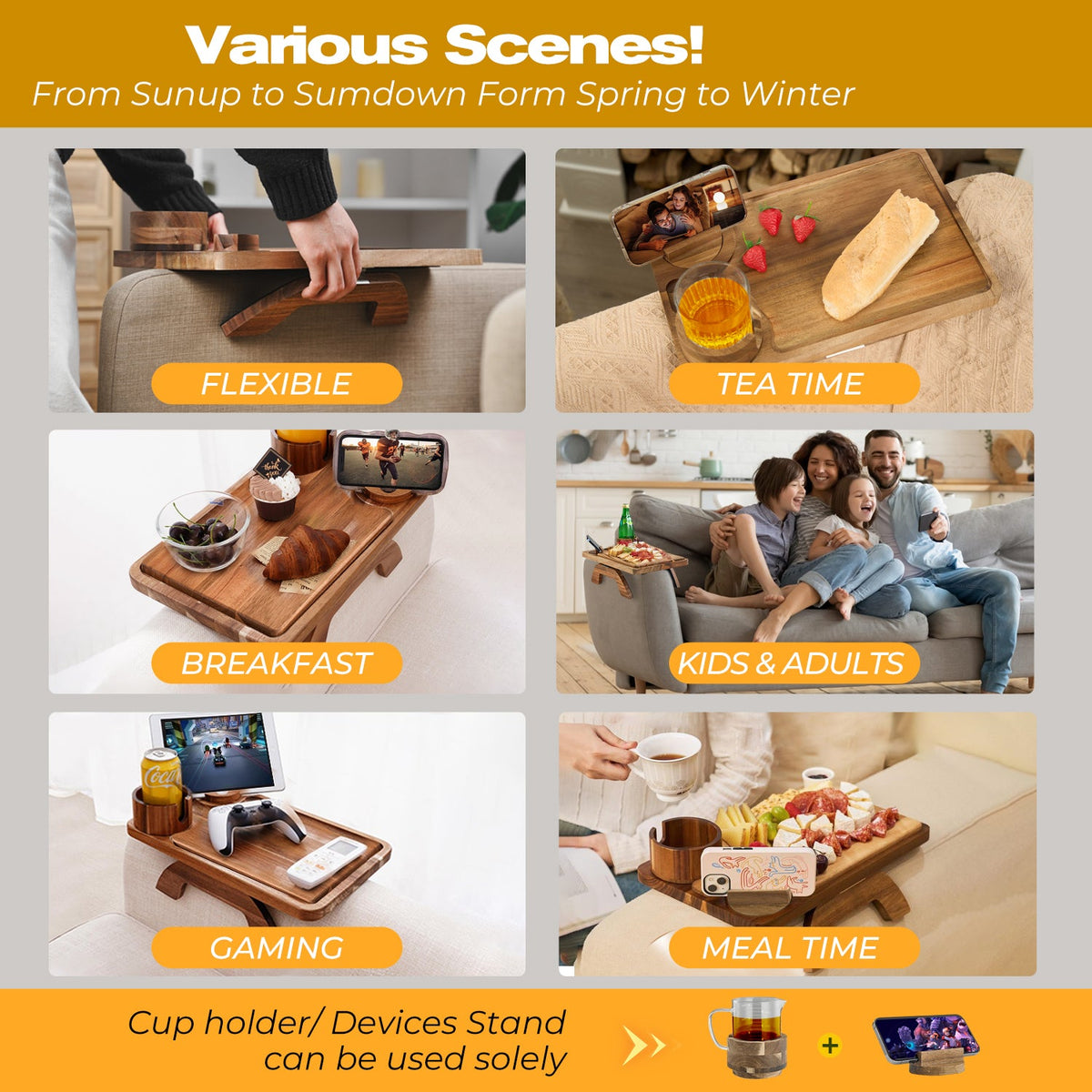 4-in-1 Couch Arm Table