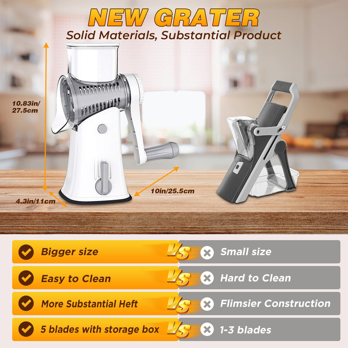 5 in 1 Rotary Cheese Grater Shredder