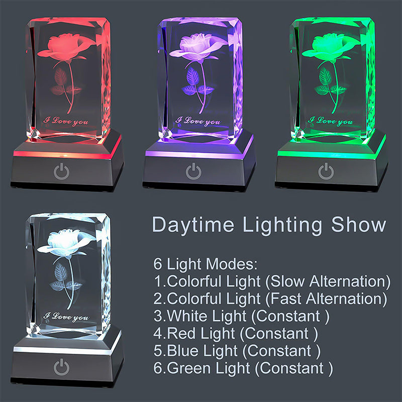 3D Rose Crystal Night Lamp
