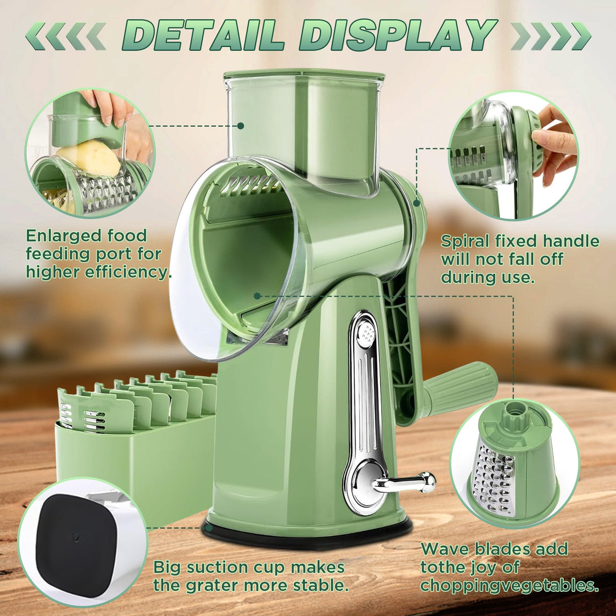 5 in 1 Rotary Cheese Grater Shredder