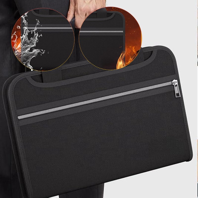 Large Capacity A4 Fireproof File Folder with Handle