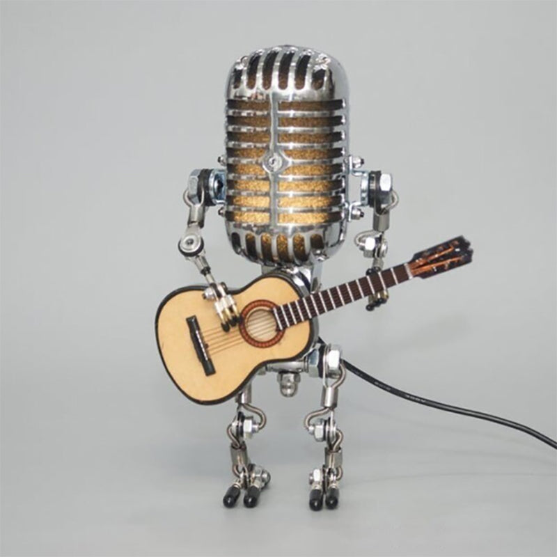 Vintage Metal Microphone Robot Desk Lamp