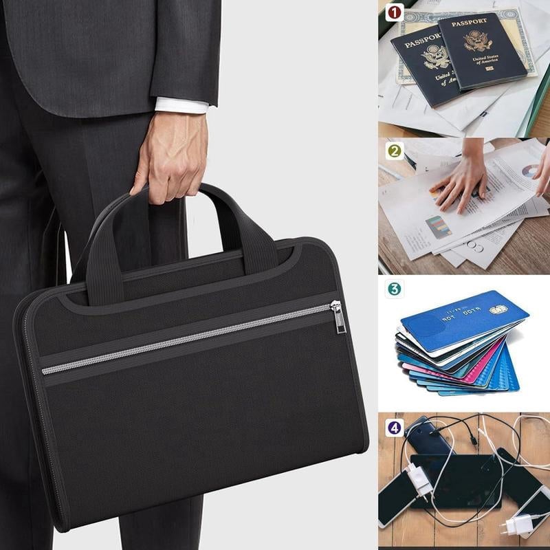 Large Capacity A4 Fireproof File Folder with Handle