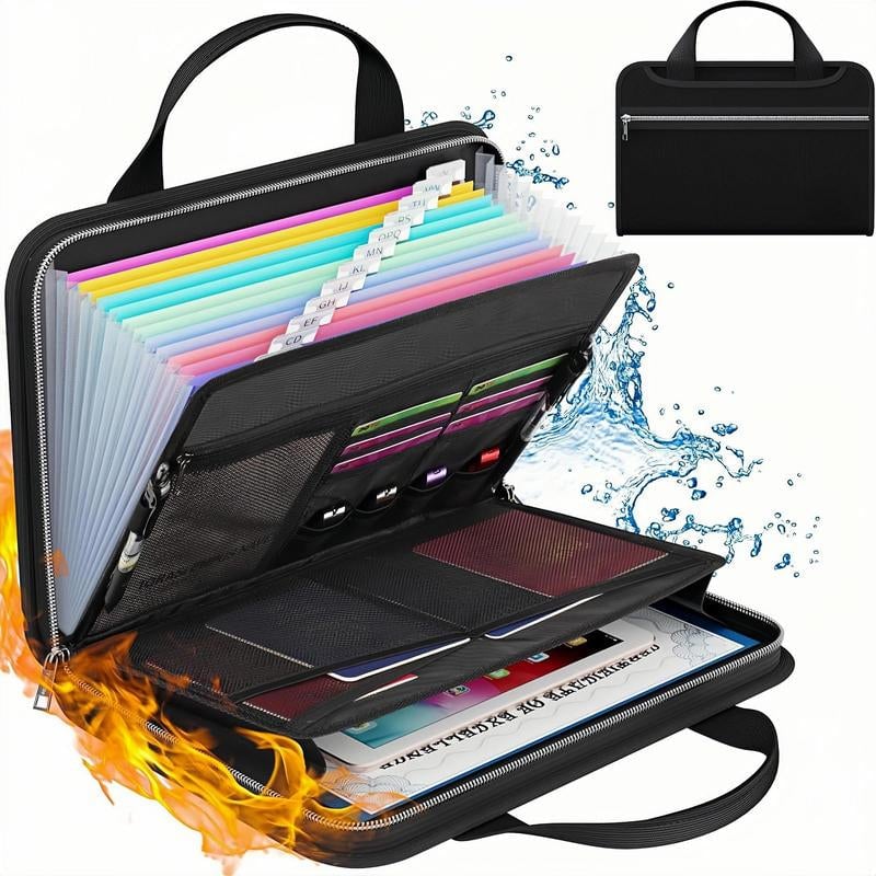 Large Capacity A4 Fireproof File Folder with Handle
