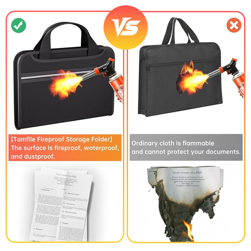 Large Capacity A4 Fireproof File Folder with Handle