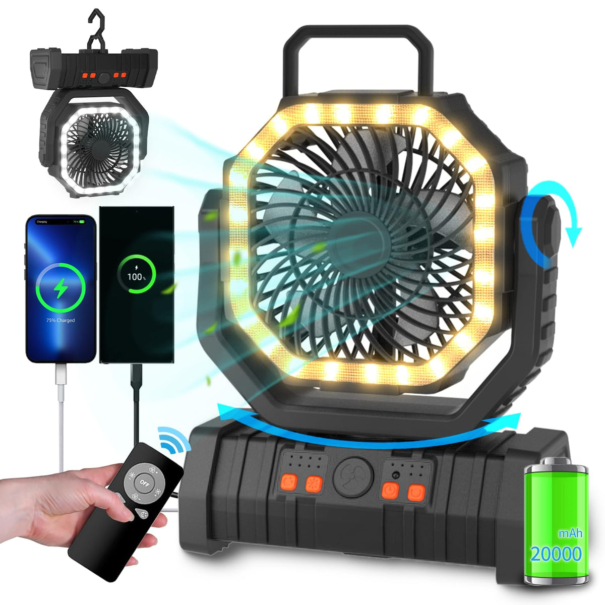 Rechargeable  RC Camping Fan