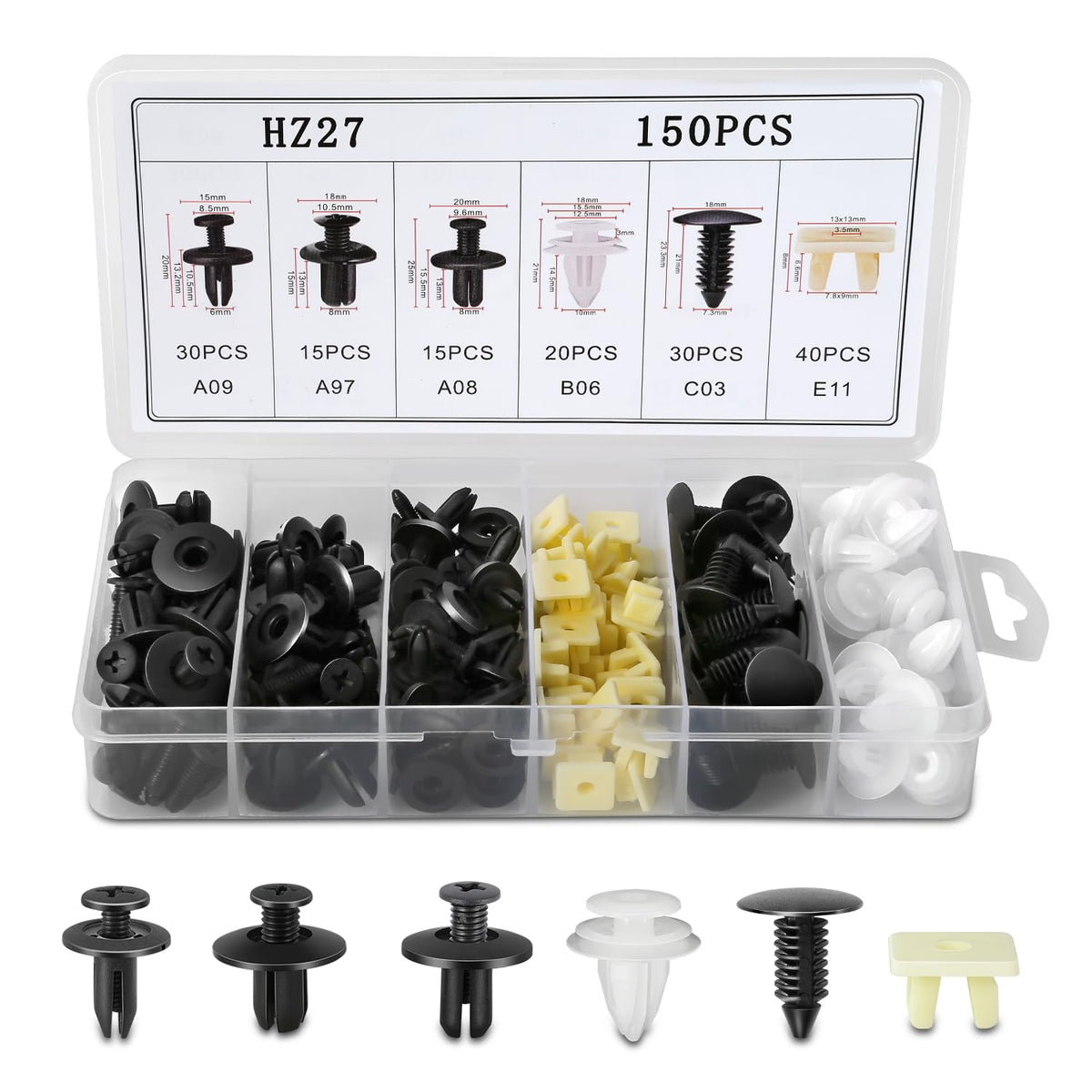 150pcs Universal Nylon Bumper Retainer Clips Kit