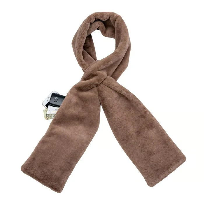 Faux Fur Scarf With Hidden Pocket